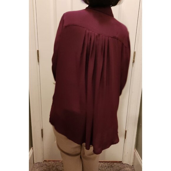 Lane Bryant Wine Semi Sheer Blouse HiLo Swing Work Party- Plus Size 18-20 NWOT - Picture 2 of 11